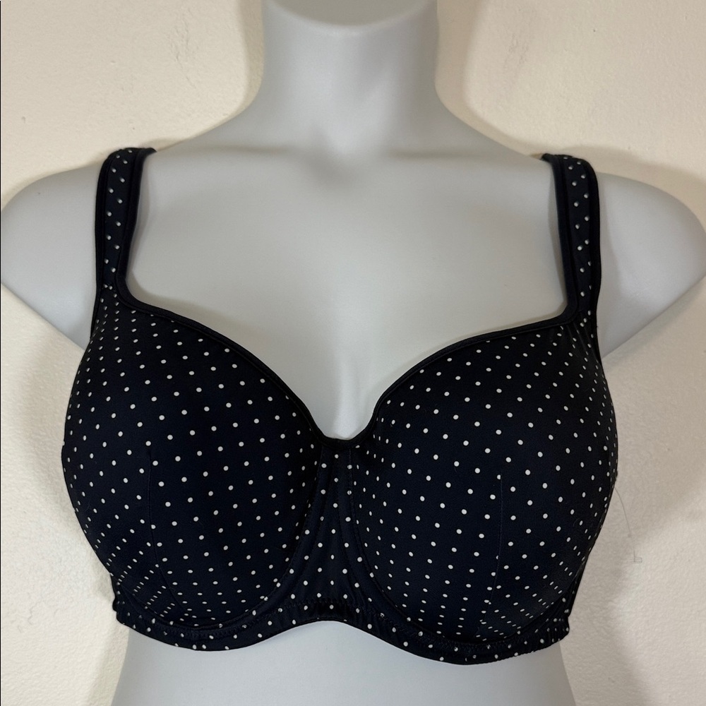 Hip & Curves By City Chic Navy and White Polka Dot Underwire T Shirt Bra SKU1357